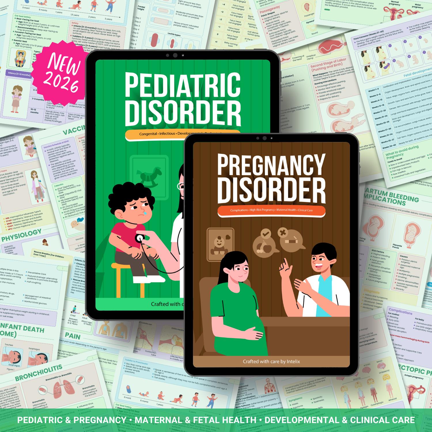 Pediatrics & Pregnancy Disorders Bundle | Maternal Health, Neonatal Care, Pediatric Nursing Notes, Coloring Book