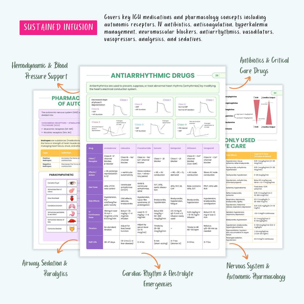ICU Nursing Study Guide | ECG, Stroke, ICU Meds & Labs | Critical Care Cheat Sheets (e-Book)