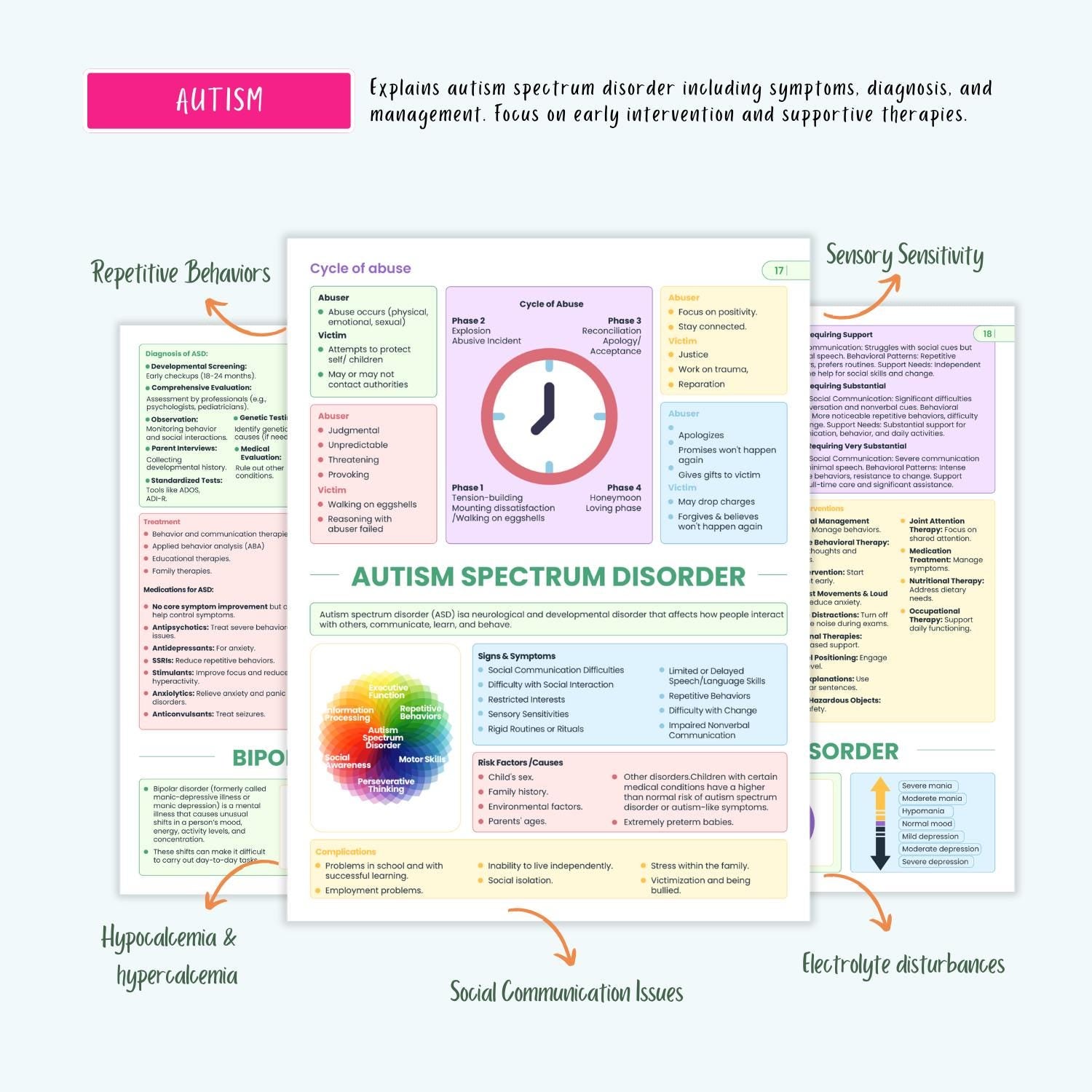 Psychiatric Disorders Notes | 15+ Mental Health Conditions | Anxiety Depression Bipolar Schizophrenia OCD PTSD