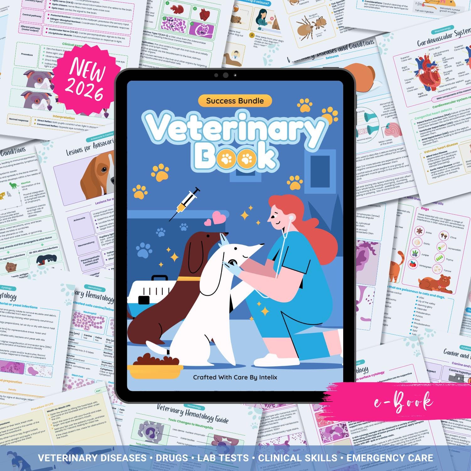 Veterinary Study Guide: Vet Student Notes, VTNE NAVLE Prep, Pharmacology, Labs, ECG, Emergency Care