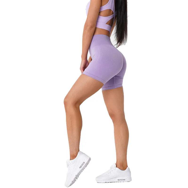 Junaizo Seamless Pro Shorts Spandex Shorts Woman Fitness Elastic Breathable Hip-lifting Leisure Sports Running