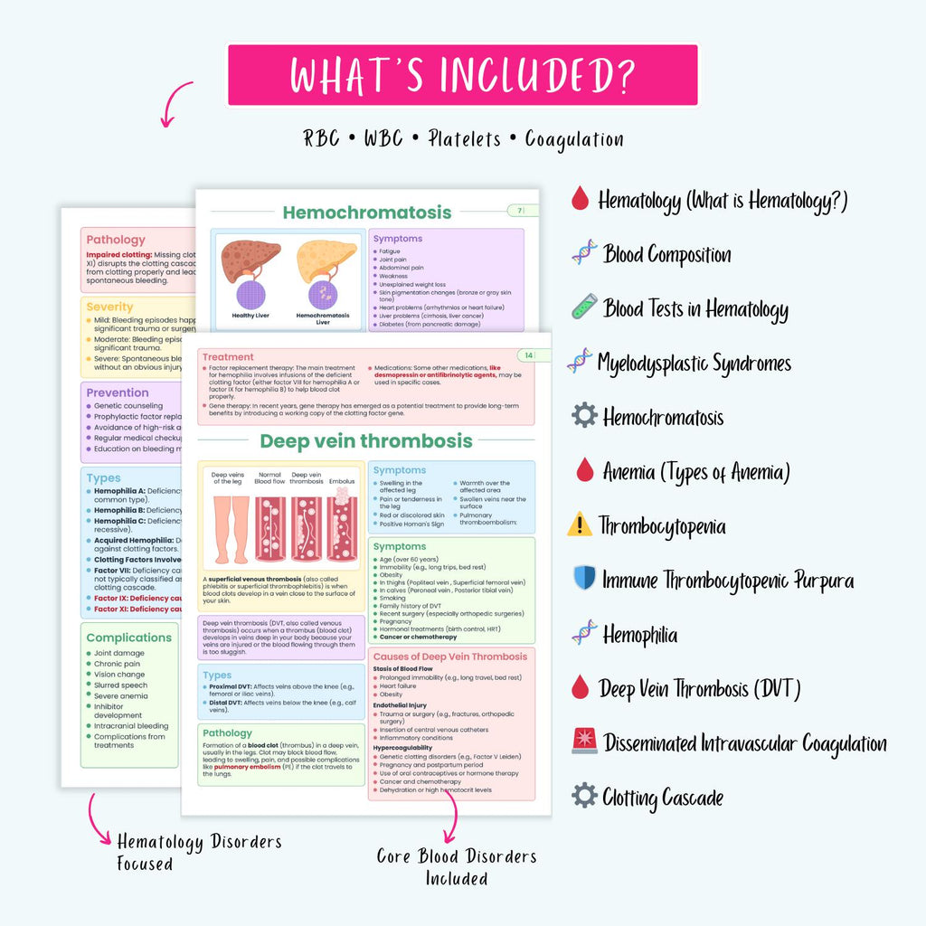 Hematology Disorders Notes 12+ Blood Conditions Anemia Hemophilia DVT DIC Clotting NCLEX Guide