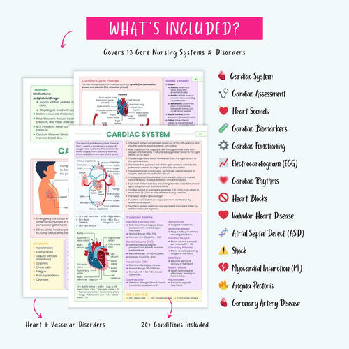 Cardiovascular Disorders Notes | 20+ Cardiac Conditions | ECG Heart Failure MI Angina Nursing