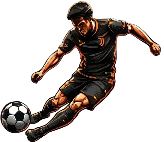 Original manual illustration: player taking a side-foot shot